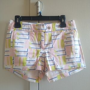 J. Crew Pink and Yellow Geometric Women Shorts